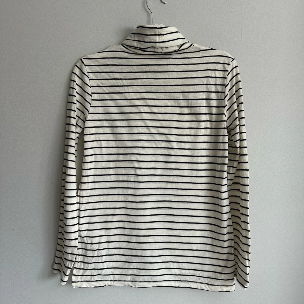 Madewell Striped Turtleneck Black Ivory 100% Cotton Size Small - Picture 3 of 8
